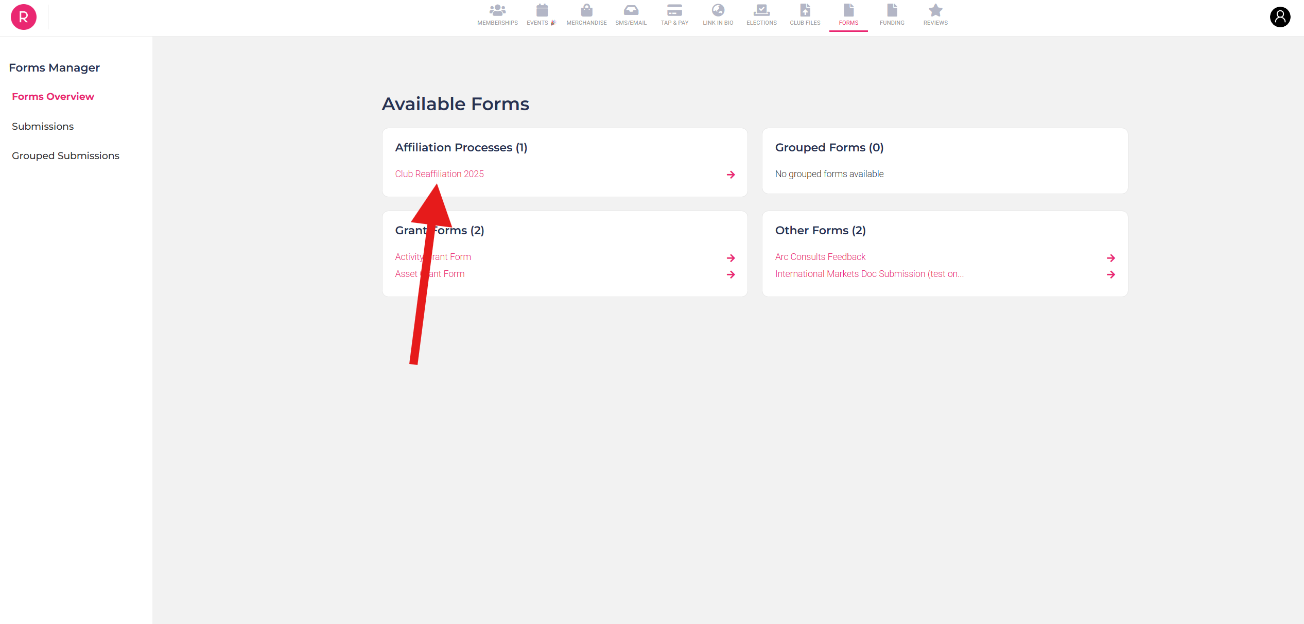 Begin Reaffiliation Form Begin Reaffiliation Form